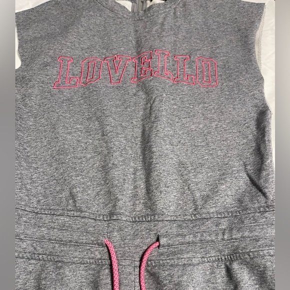 Lovello Elizabeth Stefani Terrycloth Lined Short Sleeve Sweatsuit Jumpsuit Gray - Picture 10 of 11